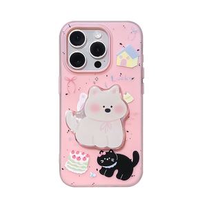 Funda de Teléfono con Diseño de Cachorro de Dibujos Animados Mowang, con Función de Maquillaje, para 15/16 Pro/14 Pro Max, Material TPU+PC - Product Image 5
