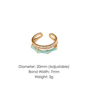 Anillo <span class=keywords><strong>de</strong></span> Esmalte <span class=keywords><strong>de</strong></span> Doble Capa 'Bambú Zen Encantado' <span class=keywords><strong>de</strong></span> JinSpark - Product Image 4