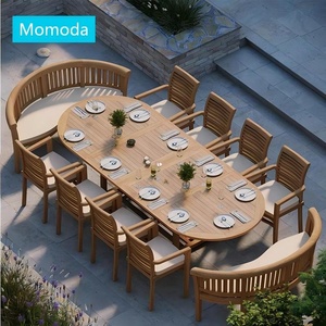 Set Tavolo <span class=keywords><strong>da</strong></span> <span class=keywords><strong>Giardino</strong></span> Ovale Moderno di Lusso <span class=keywords><strong>in</strong></span> <span class=keywords><strong>Legno</strong></span> Massello di Teak, Mobili <span class=keywords><strong>da</strong></span> Esterno per Patio, Set Tavolo e Sedie Estensibile <span class=keywords><strong>da</strong></span> 10 Posti per Cortile e Villa - Product Image 1