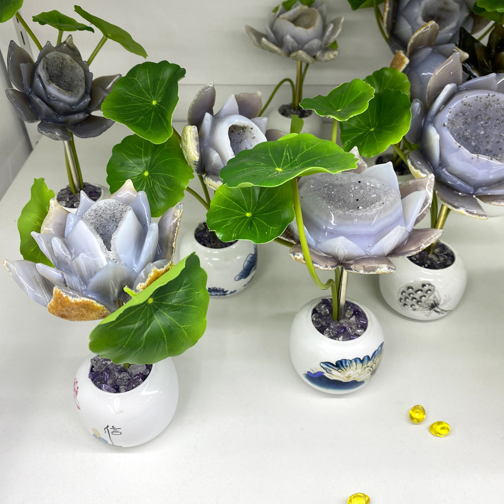 Pot de Lotus Géode Agate