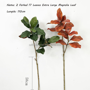Alta calidad 110cm Magnolia Artificial hojas de naranja ramas de árbol 2 cabezas Real Touch látex decoración de flores realistas - Product Image 5