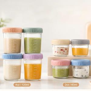 Frascos de Vidrio para Almacenar Alimentos para Bebés con Tapas (Juego de 12 Unidades de 4/8 oz), Reutilizables, Aptos para Refrigerador/Congelador, Microondas y Lavavajillas - Product Image 4