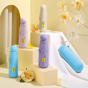 Five Fold Capsule Umbrella Upf50 Plus Compact Portable Sunny Rainy Use Manual Opening Alloy Rib Travel Gift - Product Image 2