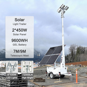 Mobile Solar Light Tower with 4*100W LED Light Smart Timer and Light-Sensing Auto Control for Construction Site - Product Image 1