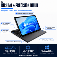 Laptop 360 Derajat Putar TX11 11 Inci Yoga Touch 1920x1200 IPS Intel Core I5-1240P 12 Core 16 Thread DDR4 32GB Windows 11 Pro