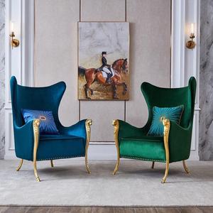 Sillón reclinable de lujo, sofá de estilo europeo, <span class=keywords><strong>sillones</strong></span> de terciopelo de latón dorado, silla decorativa de salón de gama alta, sillón clásico - Product Image 6