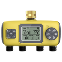 YIERYI Temporizador de Riego Digital de 4 Zonas, Controlador Automático de Riego para Jardín con Retraso por Lluvia, Pantalla LCD, Temporizador para Manguera y Aspersor