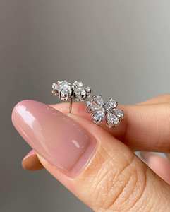 Shiny Round Brilliant Moissanite Stud <b>Earrings</b> in 925 Sterling <b>Silver</b> Fashion Jewelry for Daily Wear and Special Occasions - Product Image 2