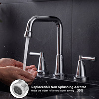 Robinet de lavabo pour salle de bain, eau froide et chaude, double poignée, moderne, minimaliste, chromé, céramique, acier inoxydable 304