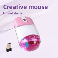 Souris ergonomique sans fil à 3 boutons pour droitier, avec capteur photoélectrique et design créatif animal flottant – Idéale pour le bureau et les cadeaux.