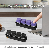 Ferreve – Jouet anti-stress 2 pièces en plastique, clavier à quatre boutons, porte-clés pour adultes atteints de TDAH (noir/violet)