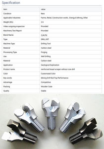 PDC锚钻头和屋顶锚固钻头2双翼全头螺纹R17/45，用于水井岩石爆破钻孔 - Product Image 5