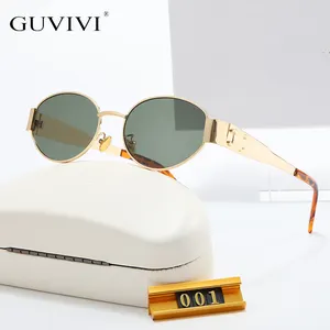 2023 Retro Punk Sunglasses Vintage Uv400 Sunglasses Metal Gold Women Oval Sun Glasses Wholesale