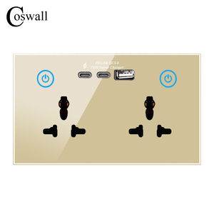 70W siêu nhanh sạc nhà thông minh Wifi tường ổ cắm tinh thể kính bảng điều chỉnh phổ Outlet Loại C USB cảm ứng chuyển đổi EweLink tuya - Product Image 1