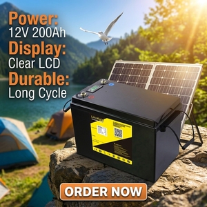 แบตเตอรี่เซลล์ 12V 200Ah สำหรับเรือ  แบบ Deep Cycle  พร้อมจอ LCD แสดงผล  ระบบ BMS ในตัว  ใช้งานได้ 5000 รอบ - Product Image 1
