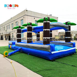 棕榈树商业级聚氯乙烯充气滑梯蹦床飞溅水游戏热带单车道滑梯 - Product Image 3