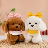 Peluche chien mignon, petit chiot avec nœud, poupée d'ours princesse créative, rembourrage en coton PP, matière peluche courte, unisexe