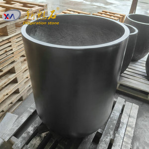 Macetas cilíndricas negras de piedra mágica GRC de tamaño personalizado para patios y centros comerciales - Product Image 3