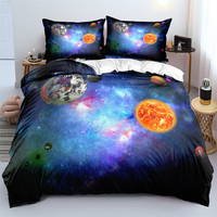 Ensemble de housse de couette en polyester personnalisée à prix réduit Planet Galaxy Earth Housse de couette Ensemble de literie