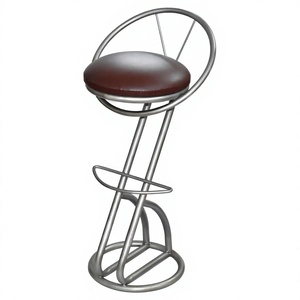 Tabouret de bar contemporain le plus vendu, style industriel, structure métallique, assise en similicuir, revêtement argenté, siège haut, pour cuisine Axiom - Product Image 1