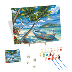 Commercio all'ingrosso della fabbrica 5D <span class=keywords><strong>pittura</strong></span> da te <span class=keywords><strong>per</strong></span> numero spiaggia barca in <span class=keywords><strong>legno</strong></span> cielo blu e nuvole bianche modello Kit di decorazione artigianale - Product Image 1