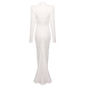 Nuovo <span class=keywords><strong>Abito</strong></span> Formale <span class=keywords><strong>Invernale</strong></span> Bianco con Pieghe a Cuore 3D, Vestito <span class=keywords><strong>Lungo</strong></span> Elegante da Sera con Vita Stretta - Product Image 6