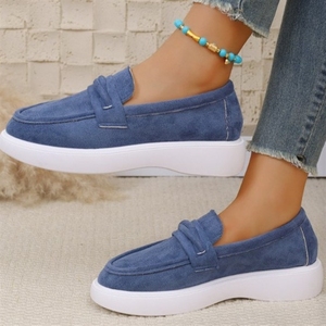 Mocassini slip-on comodi con suola spessa rialzata in camoscio, sneakers da donna per tutti i giorni e per lo shopping. - Product Image 4