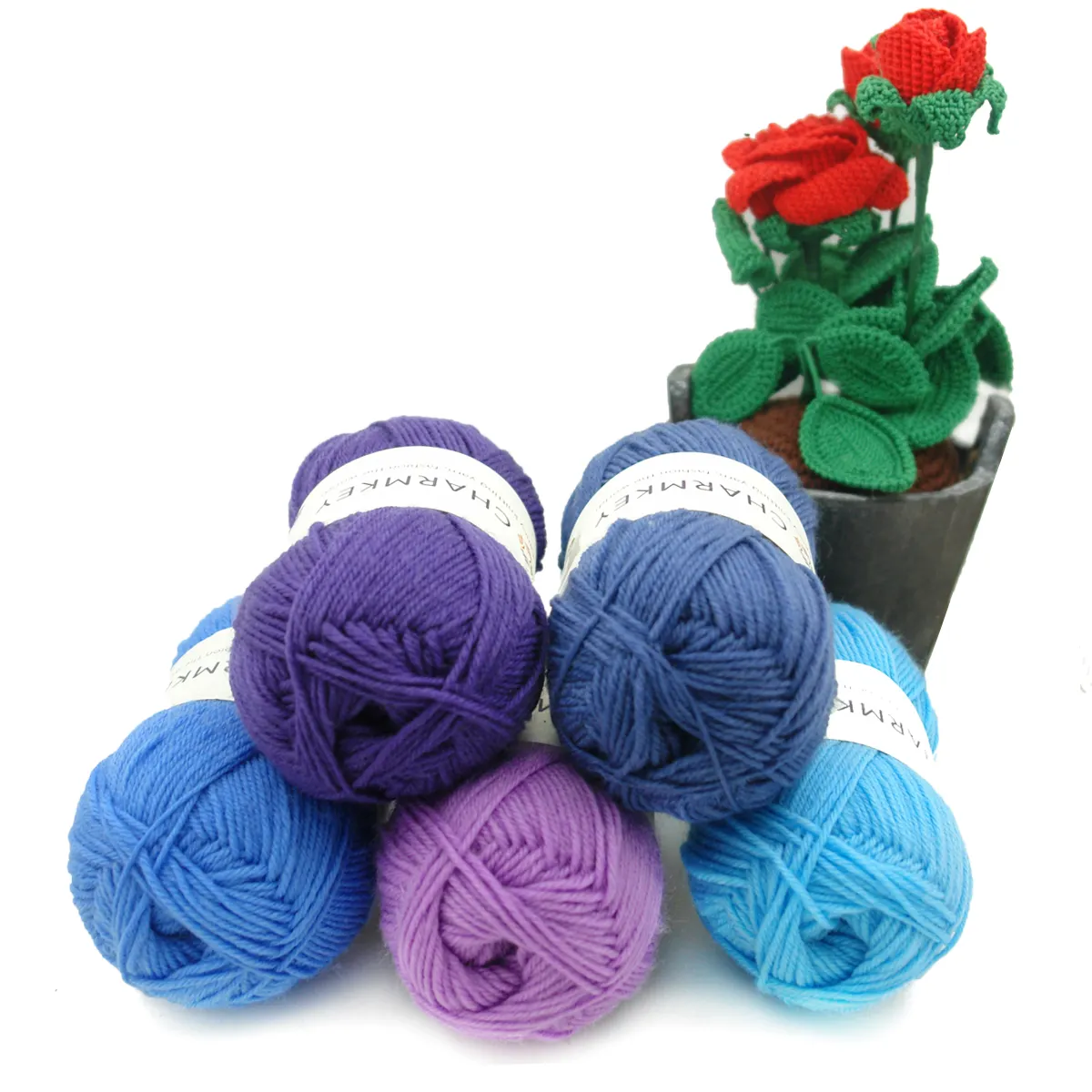 かぎ針編みのための各種卸売ファンシーふわふわ手編み100% メリノウールヤーン。