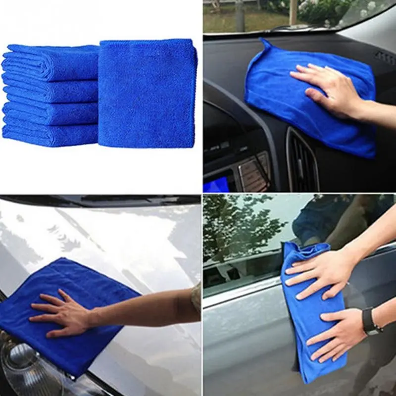Luckydm-serviettes en Microfibre, pour le nettoyage de la voiture et de la maison, tissu doux, 25x25cm, 10 pièces