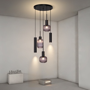 Lustre suspendu moderne <span class=keywords><strong>en</strong></span> <span class=keywords><strong>verre</strong></span> gris <span class=keywords><strong>fumé</strong></span>, fabrication chinoise, luminaire décoratif pour la maison, lampe suspendue moderne pour magasin - Product Image 2