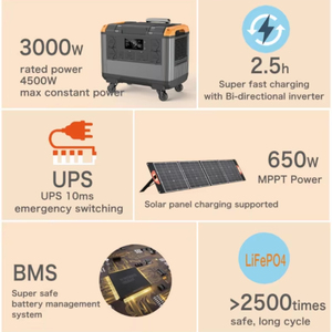 สถานีพลังงานแสงอาทิตย์อเนกประสงค์ 3000W ลดราคาพิเศษ กันน้ำ พกพาสะดวก ใช้สำหรับตั้งแคมป์กลางแจ้ง ใช้สำรองไฟได้ รองรับการชาร์จ - Product Image 6