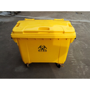 Poubelle à déchets médicaux 660L HDPE rectangulaire à roulettes pour usage intérieur et extérieur - Product Image 2