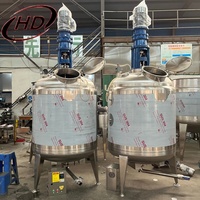 Tanque de Mezcla Cónico Hongda de 500L, Acero Inoxidable, Homogeneizador, Agitador, Opción de Calefacción, Mezclador de Doble Eje, Control PLC, Certificado CE