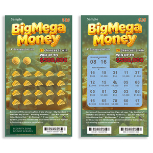Impresión de Tarjetas de Rascar Instantáneas Promocionales de Marca Personalizada de Lujo, con Lámina Dorada, Datos Variables en Relieve, Tipo Boleto de Lotería - Product Image 3