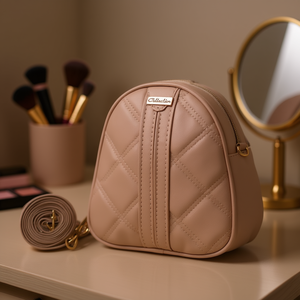 Sac Organisateur de Maquillage Bandoulière pour Femme Fana en Cuir Nude 1-3L Style Show It Off - Product Image 2