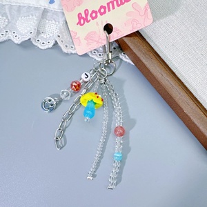 Customize Accepted <b>Cute</b> Small Mushroom Charm Women Car Key Decorations Simple Tiny Glass Beads Tassel Girls <b>Purse</b> Bag Keychains - Product Image 5