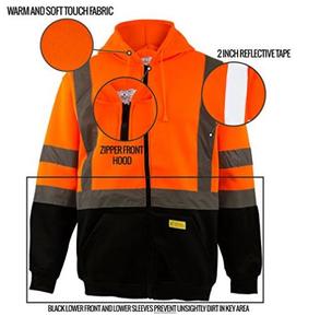 Chaqueta Ligera con Capucha y Cremallera Completa de Alta Visibilidad ANSI Clase 3 para Hombre, Ropa de Trabajo de Alta Visibilidad DF New York de Definite Outdoor Devices - Product Image 5