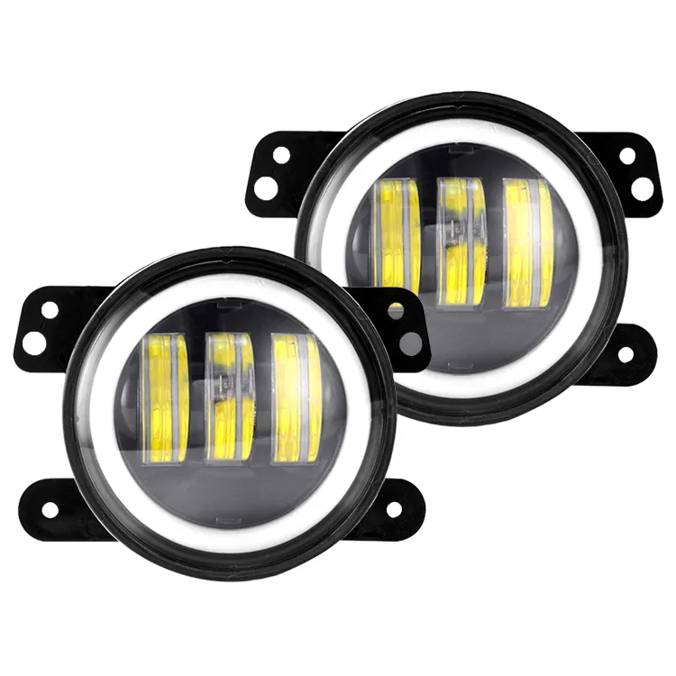 4 inch fog lamp Halo Ring Angle Eye lens spotlight DRL 12v led headlights for jeep wrangler led off road 4 inch led fog lights