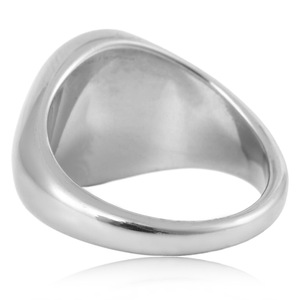 yunnique Men's <b>Titanium</b> Steel <b>Ring</b> Round Black Inlay Bezel Setting Wedding Gift Jewelry Silver Color Geometric Design - Product Image 4