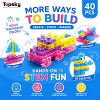 40 blocs de construction sensoriels en silicone souple, jouets éducatifs DIY pour enfants, thème animaux et nature