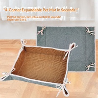 Fournitures pour animaux de compagnie prêtes à être expédiées, lit carré pour chat en herbe toute saison, doublé de polaire pour la chaleur en hiver et en été, design réversible
