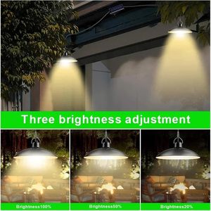 Lámpara Colgante Solar LED de Doble Cabezal, Impermeable IP65, para Uso en Interiores y Exteriores, Iluminación para Jardín/Patio/Cobertizo con Cable - Product Image 6