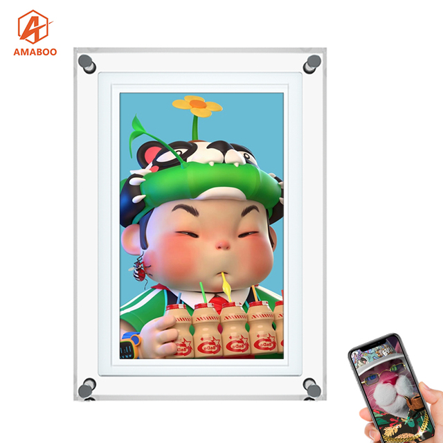 Custom DIY 5/7/10.1 Inch IPS Screen WiFi Digital Photo Frame with Video Playback Clock Touchscreen & Cloud Support-Acrylic Case