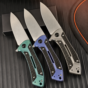Couteau pliant en acier VG10 de qualité supérieure, manche en titane et fibre de carbone, finition Stonewashed, couteau tactique de poche, équipement EDC pour l'extérieur, support OEM - Product Image 2