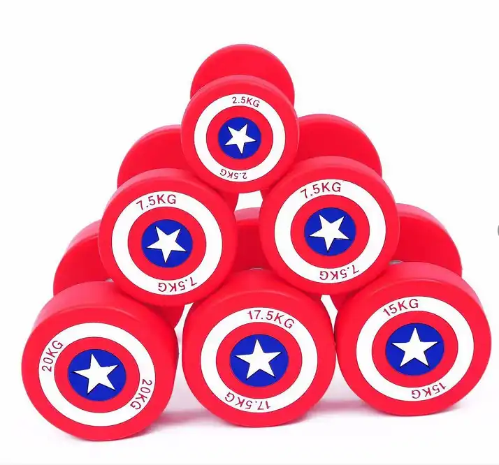 High Quality Gym Equipment PU Round American Captain Dumbbells Gym Free Weights Dumbbell