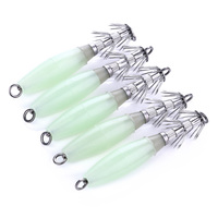 Pengiriman Cepat 100mm 15.5G Umpan Cumi-cumi Logam & Plastik Berkualitas Tinggi Bercahaya 5pcs/kantong Umpan Keras Buatan untuk Sungai & Danau