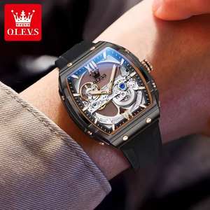 Reloj de Hombre OLEVS 6779 de Marca Superior, Reloj Mecánico Automático Original con Diseño de Esqueleto, Correa de Silicona, Relojes Deportivos para Hombre 2025 - Product Image 5