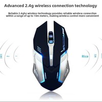 K6 Souris de jeu à chargement sans fil ergonomique pour droitier Caractéristiques mécaniques silencieuses Lumière LED Pro Gamer Mouse