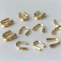 A2857 Conector de alambre en forma de U de oro laminado de 14k auténtico, protectores de cable, terminales y cierres para joyería permanente DIY