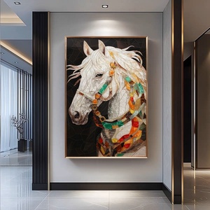Pintura <span class=keywords><strong>de</strong></span> Caballo Esmaltada Hecha a Mano, Diseño <span class=keywords><strong>de</strong></span> Arte Moderno, Marco <span class=keywords><strong>de</strong></span> Aleación <span class=keywords><strong>de</strong></span> Aluminio, Tablero <span class=keywords><strong>de</strong></span> Madera Sólida, Pintura Personalizable - Product Image 1